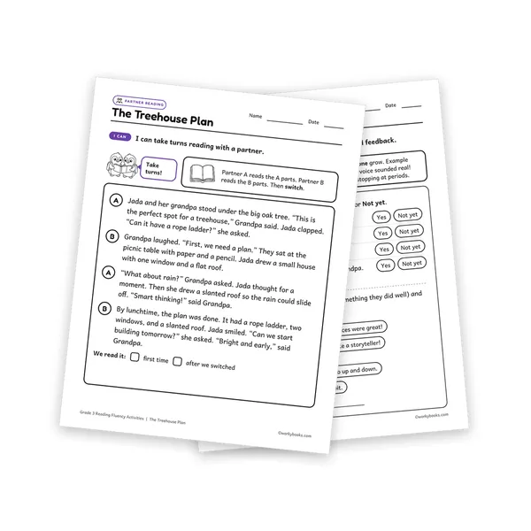 The Treehouse Plan worksheet for grade 3