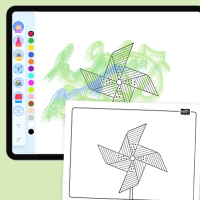 Fourth of July Pinwheel - coloring educational content