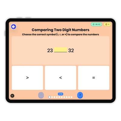Comparing Two Digit Numbers - game educational content