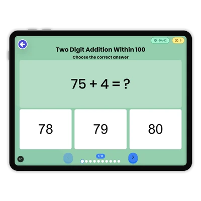 Two Digit Addition Within 100 - game educational content