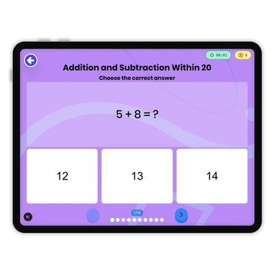 Addition and Subtraction Within 20 - game educational content