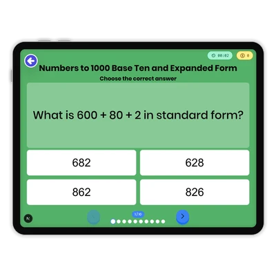 Numbers to 1000 Base Ten and Expanded Form - game educational content