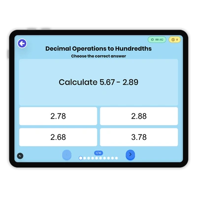 Decimal Operations to Hundredths - game educational content