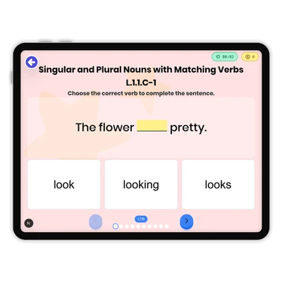 Singular and Plural Nouns with Matching Verbs L.1.1.C-1 - game educational content