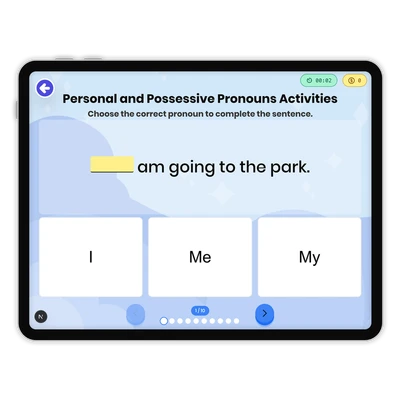 Personal and Possessive Pronouns - game educational content