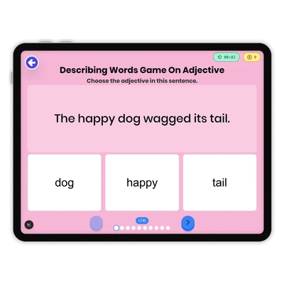 Describing Words - game educational content