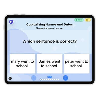 Capitalizing Names and Dates - game educational content