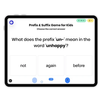 Prefix and Suffix - game educational content