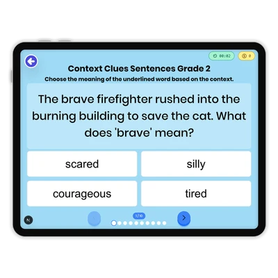 Context Clues Sentences - game educational content