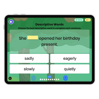 Descriptive Words - game educational content