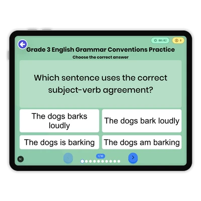 Grade 3 English Grammar Conventions Practice - game educational content