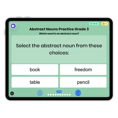 Abstract Nouns Practice - game educational content