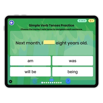 Simple Verb Tenses Practice - game educational content