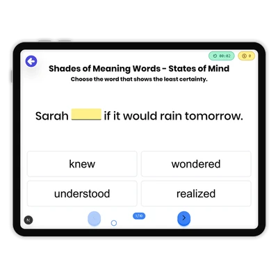 Shades of Meaning Words - States of Mind - game educational content