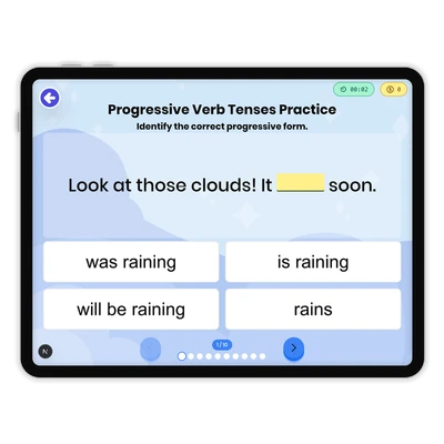 Progressive Verb Tense - game educational content
