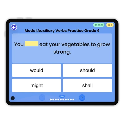Modal Auxiliary Verbs - game educational content