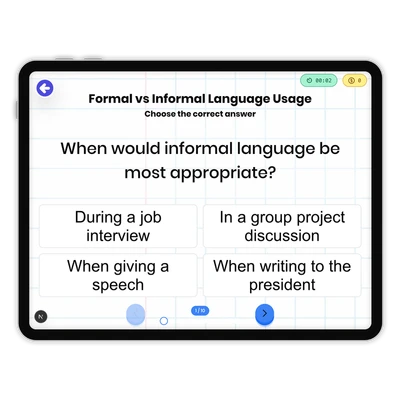 Formal vs Informal Language Usage - game educational content