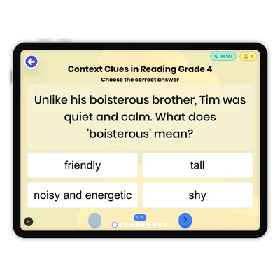 Context Clues in Reading Practice - game educational content