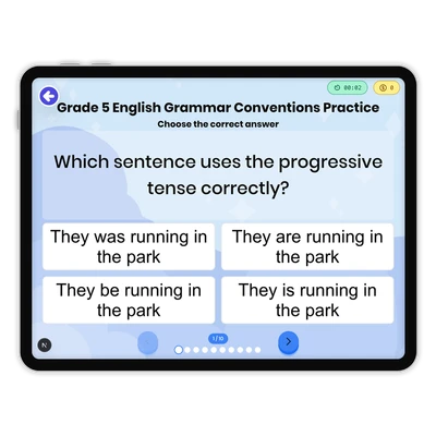 Grade 5 English Grammar Conventions Practice - game educational content