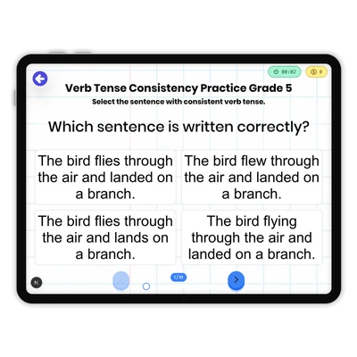 Verb Tense Consistency Practice - game educational content