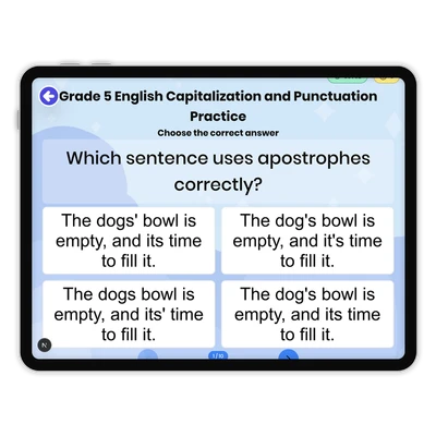 English Capitalization and Punctuation Practice - game educational content