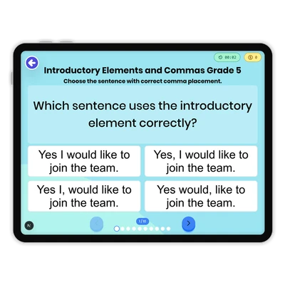 Introductory Elements and Commas - game educational content