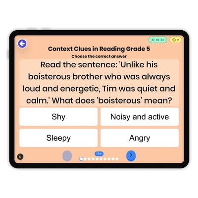 Context Clues in Reading - game educational content