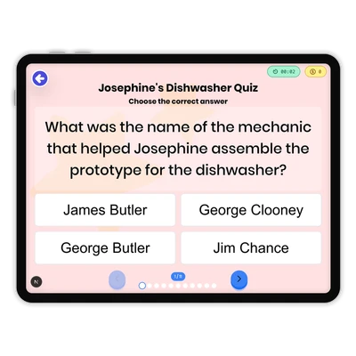 Josephine's Dishwasher Quiz - game educational content