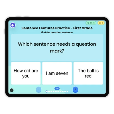 Sentence Features Practice - game educational content