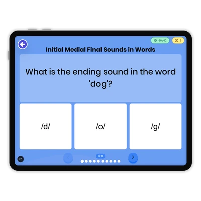 Initial Medial Final Sounds in Words - game educational content