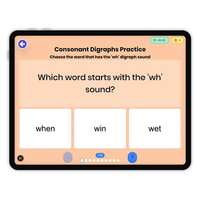 Consonant Digraphs Practice - game educational content