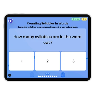 Counting Syllables in Words - game educational content