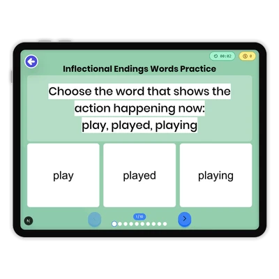 Inflectional Endings Words Practice - game educational content