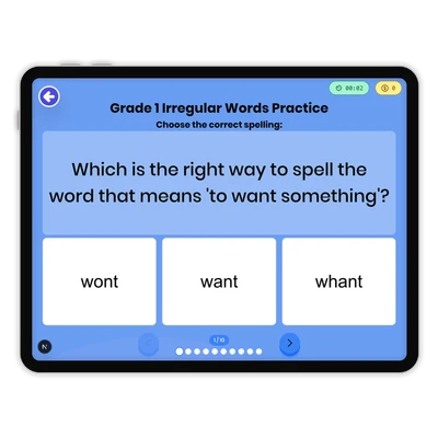 Irregular Words Practice - game educational content