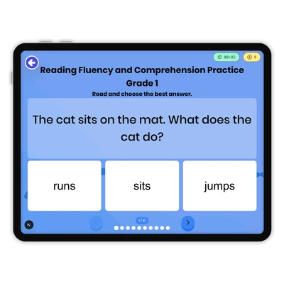 Reading Fluency and Comprehension Practice - game educational content