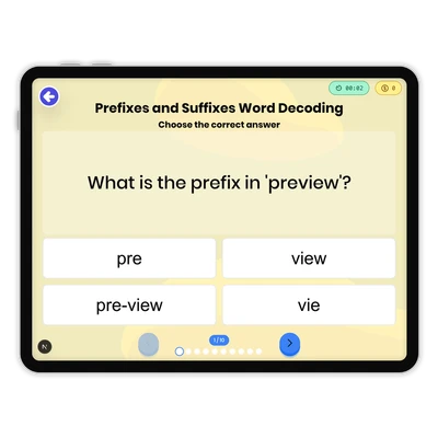 Prefixes and Suffixes Word Decoding - game educational content