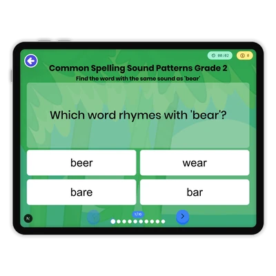 Common Spelling Sound Patterns - game educational content