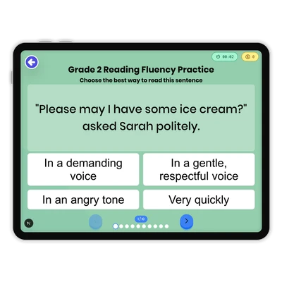 Reading Fluency Practice - game educational content