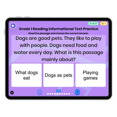 Reading Informational Text Practice - game educational content