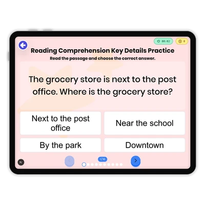 Reading Comprehension Key Details Practice - game educational content