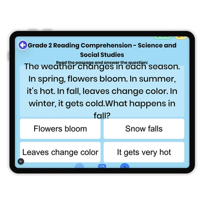 Reading Comprehension - Science and Social Studies - game educational content