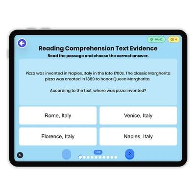 Reading Comprehension Text Evidence - game educational content