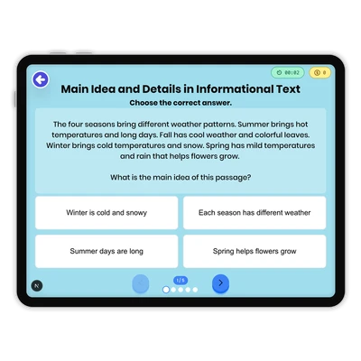 Main Idea and Supporting Details in Informational Text - game educational content
