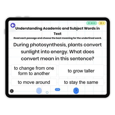 Understanding Academic and Subject Words in Text - game educational content
