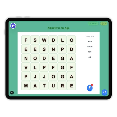 Adjectives for Age - game educational content