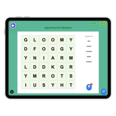 Adjectives for Weather - game educational content