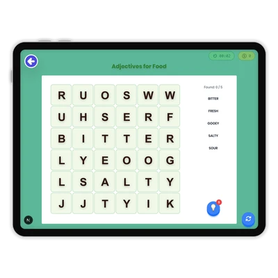 Adjectives for Food - game educational content