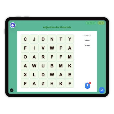 Adjectives for Materials - game educational content