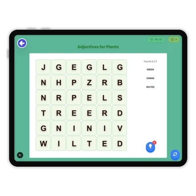 Adjectives for Plants - game educational content