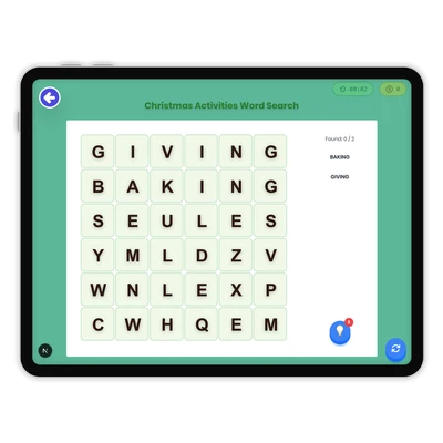 Christmas Activities Word Search - game educational content